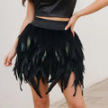 Women's Unique Faux Feather Asymmetrical Mini Skirt - Gothic Party Dance Skirt For Summer Events Lady T Fashions