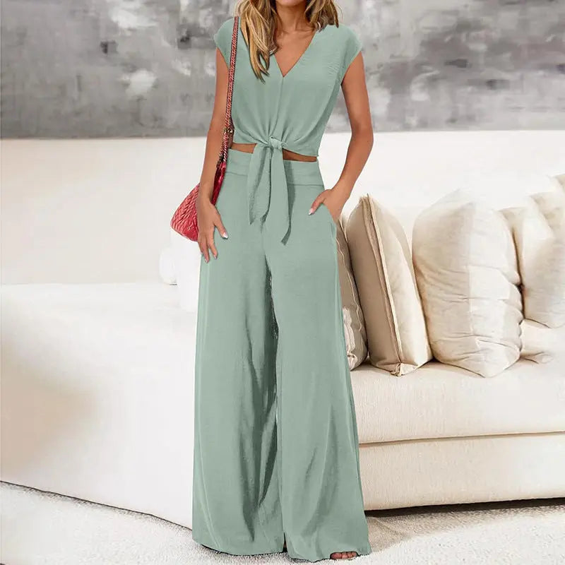 High Waist Slim-fit Wide-legged Pants Suit Lady T Fashions