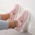 Women's Breathable Mesh Sneakers - Casual Slip-On Platform Shoes with Comfortable Fabric Interior, Low-Top Design, Ideal for Sports and Tennis, Black with White and Pink Accents, Versatile Sneakers|Athletic Wear|Breathable Me Lady T Fashions