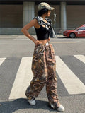 Slimming Casual Pants Hip Hop Retro Street Multi-pocket Camouflage Cargo Pants For Women Y2k Hip-hop Cargo Grunge Baggy Trousers Lady T Fashions