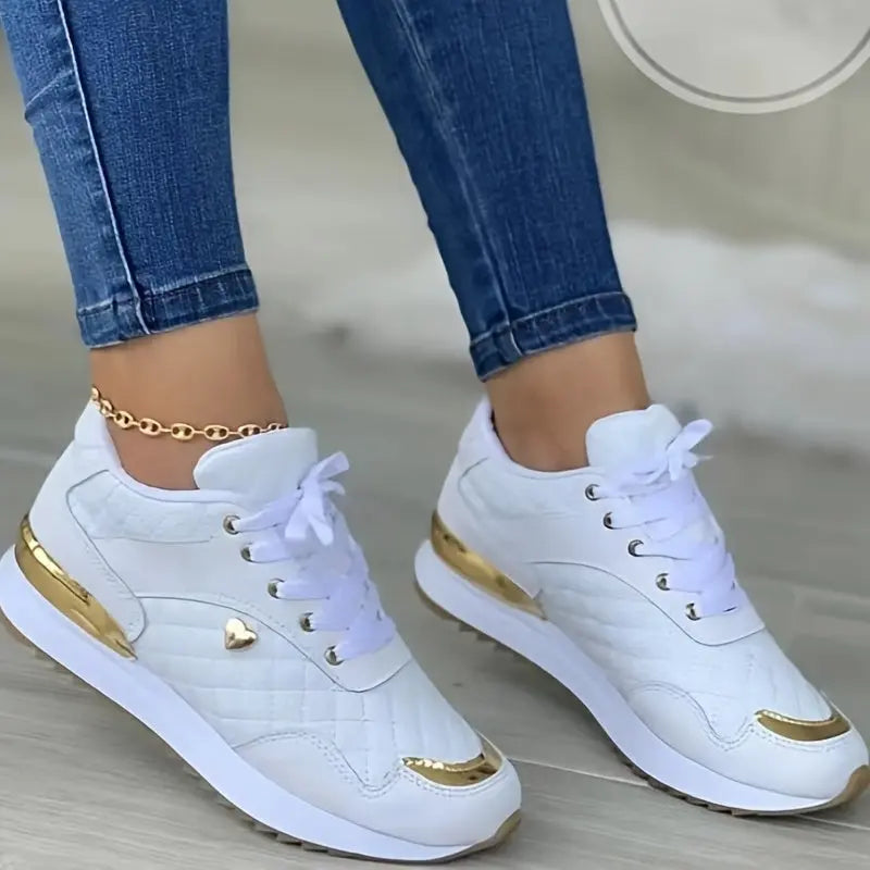 Women's Casual Sports Shoes, Fashion & Versatile Quilted Low Top Sneakers, Outdoor Non Slip Shoes Lady T Fashions