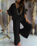 Women's Bat Sleeve Top Casual Pants Suit Lady T Fashions