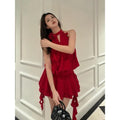 French Style Temperament High-grade Flower Halter Backless Dress Lady T Fashions