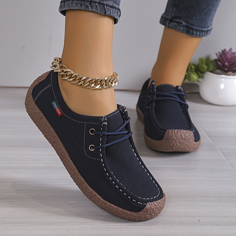 Women's Flat Loafers, Comfy Lace Up Soft Sole Flat Shoes, Casual Non Slip Walking Shoes Lady T Fashions