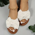 Women's Bowknot Design Flat Sandals, Slip On Open Toe Non-slip Summer Slides Shoes, Comfy Beach Shoes Lady T Fashions