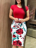 Printed Office Midi Pencil Dress Large Women Dress Lady T Fashions