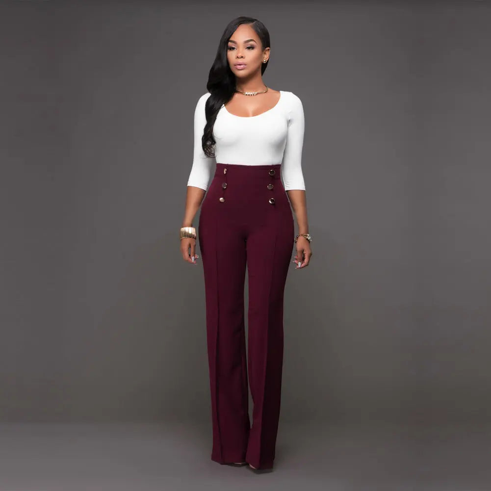 Double breasted flared pants Lady T Fashions