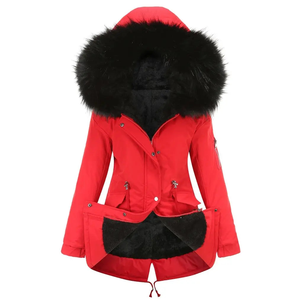 Parka Cotton-padded Coat Mid-length Hooded Lady T Fashions