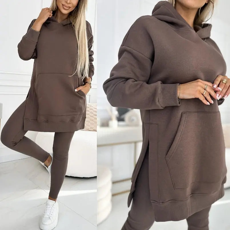 Sports Casual Hooded Sweater Thickened Underwear Leggings Two-piece Suit Lady T Fashions