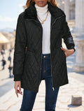 Casual Winter Clothes Contrast-Color Fur Collar Drawstring Waist Padded Padded Coat Lady T Fashions