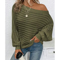 Women's Off Shoulder Sweater Batwing Sleeve Pullover Top Fall Casual Loose Knit Long Sleeve Lady T Fashions