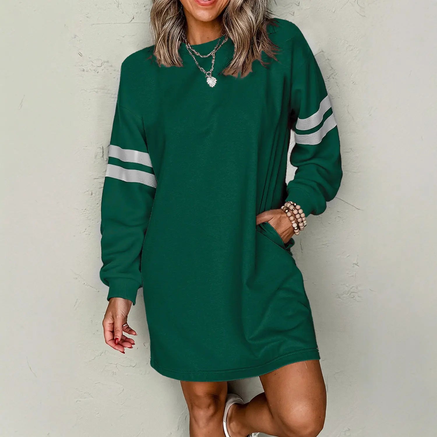 European And American Leisure Loose All-match Round Neck Dress Lady T Fashions