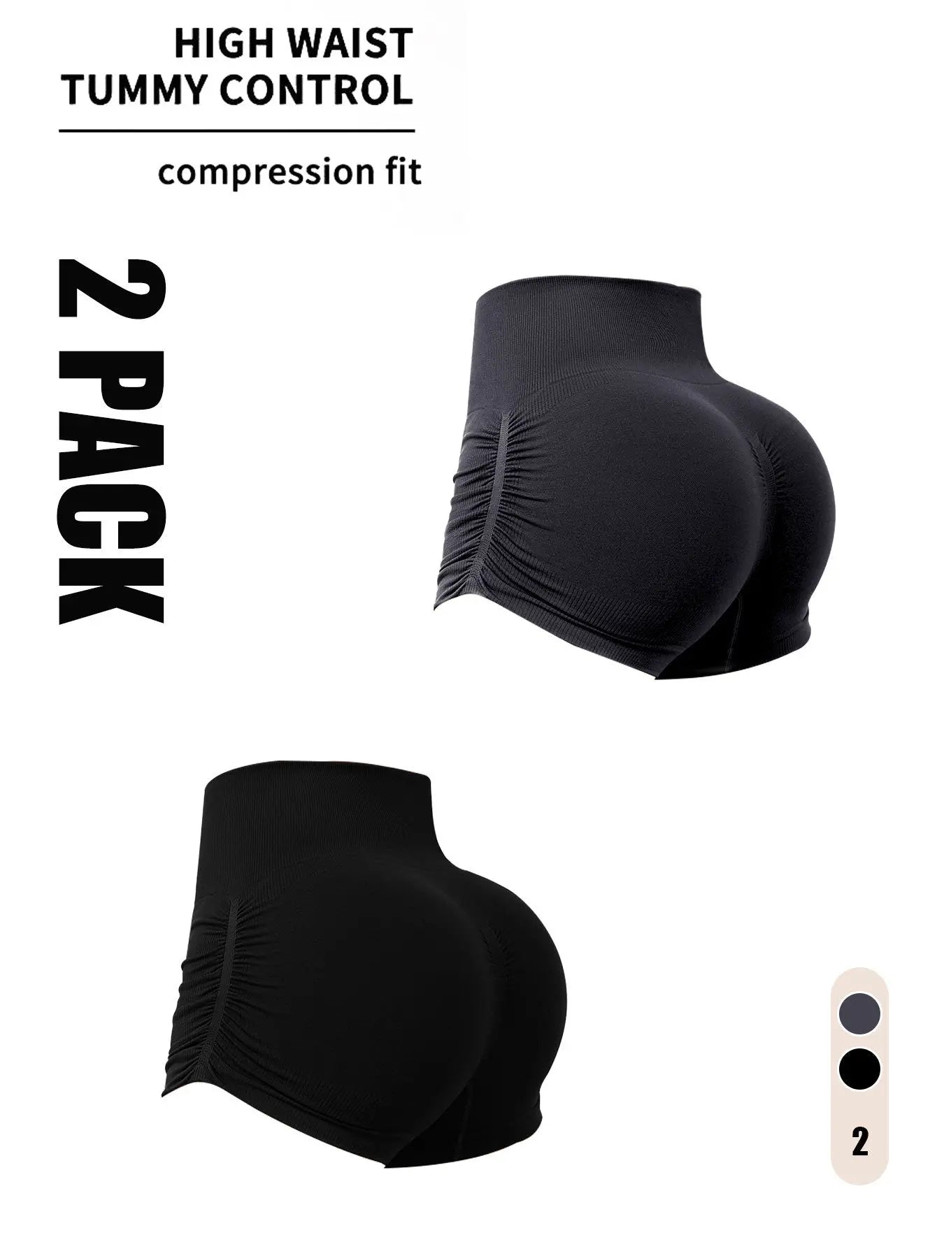 2 Pack Gym Shorts Women, Seamless Yoga Workout Shorts, High-Waisted Scrunch Butt Booty Lifting Athletic Running Shorts Lady T Fashions