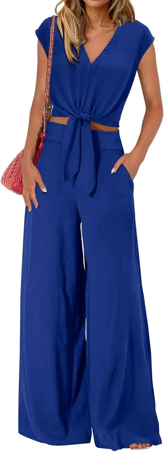 High Waist Slim-fit Wide-legged Pants Suit Lady T Fashions
