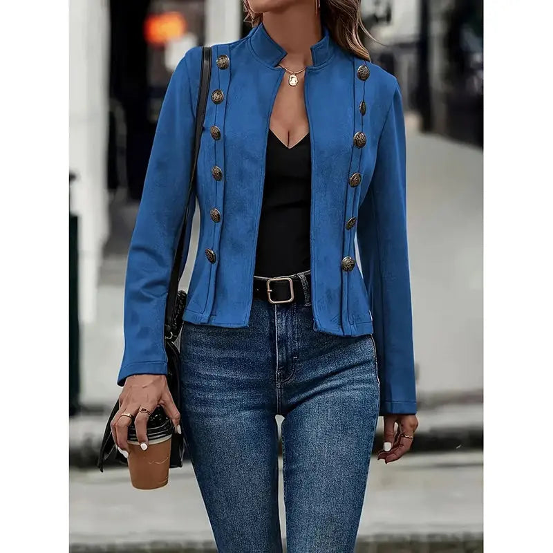 Women's Faux Suede Blazer - Long Sleeve Notch Lapel Open Front Jacket, Casual Business Office Blazer Lady T Fashions