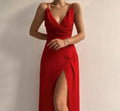 V-neck Slit Sling Dress Summer Fashion Sexy Slim Suspender Dresses For Women Clothing Lady T Fashions