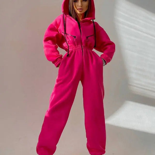 Casual Women Basic Hoodie Two Piece Sets Zipper Drawstring Lady T Fashions