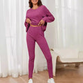 Fashion Casual Long Sleeve Split Irregular Round-neck Shirt Trousers Suit Lady T Fashions