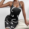 Ladies' Neck Tie, Lace Up Print, Slimming And Hip Hugging Dress Lady T Fashions