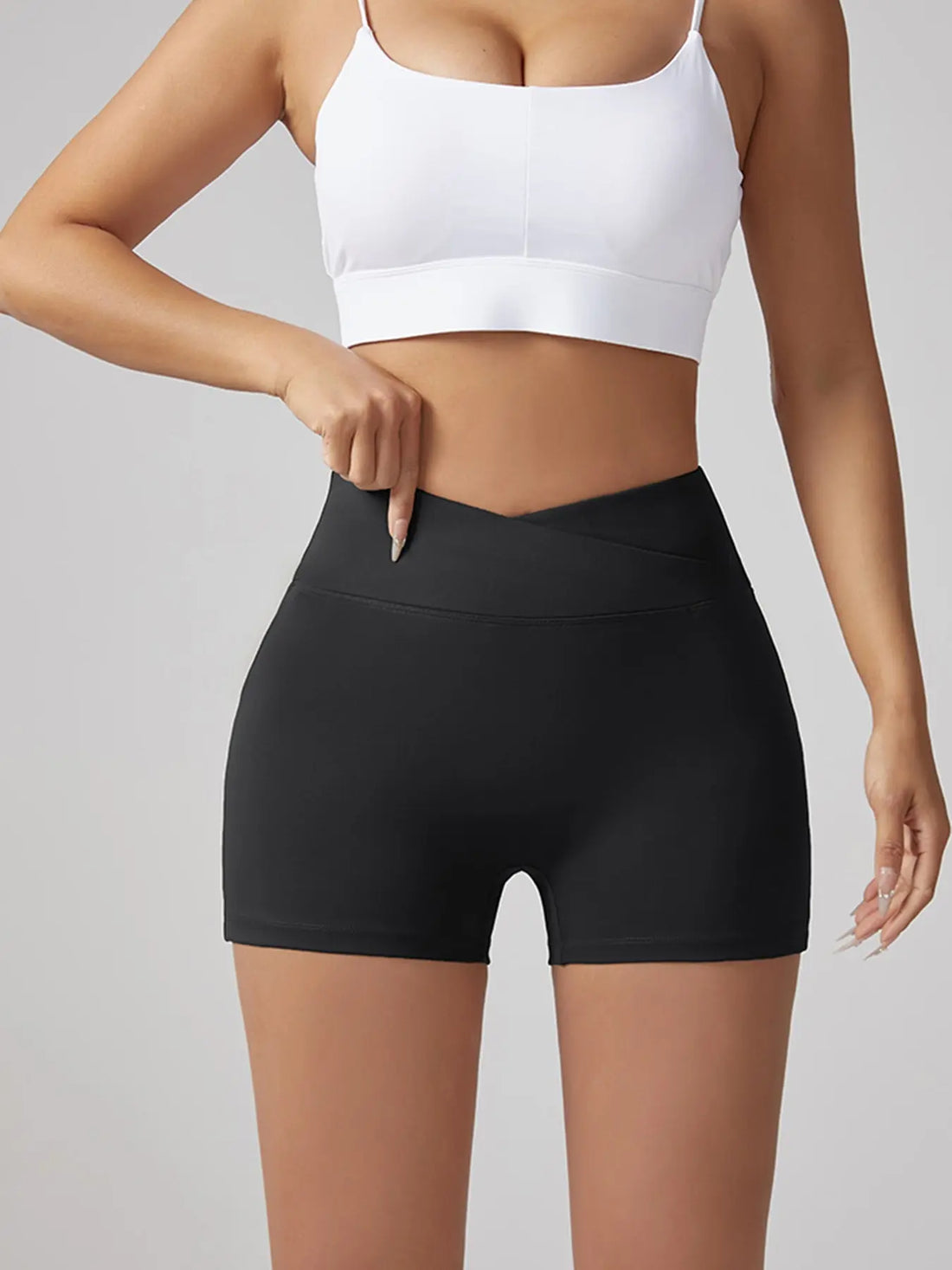 V-waist Stretch Yoga Workwear, Pocket Button Tight Pants, Women's Peach Hip Running And Fitness Shorts Lady T Fashions