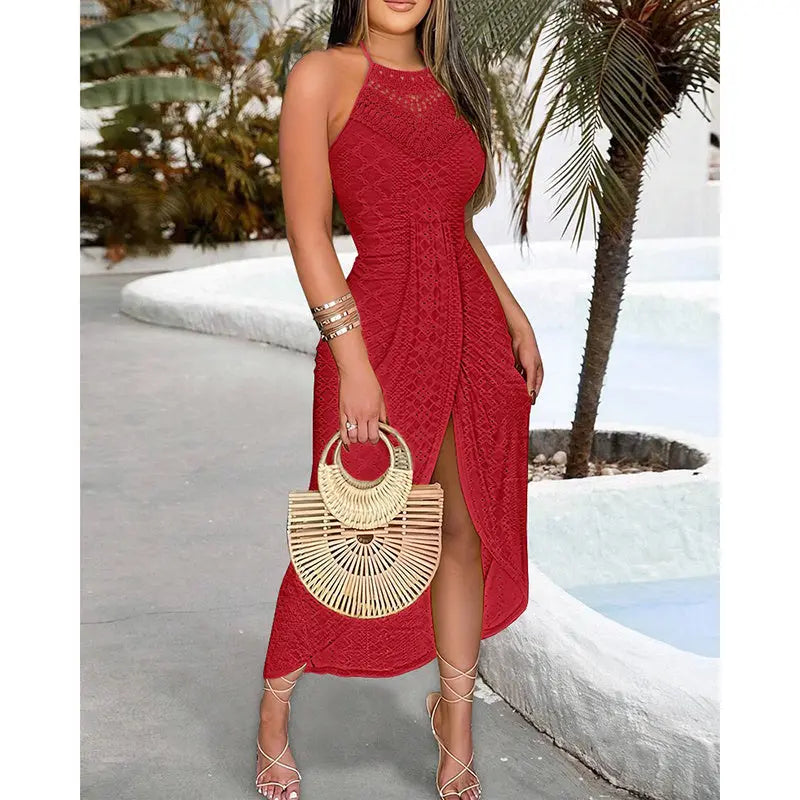 Women's Sexy Halter Neck Ruched Bodycon Midi Dresses Elegant Sleeveless Cocktail Party Dress Lady T Fashions