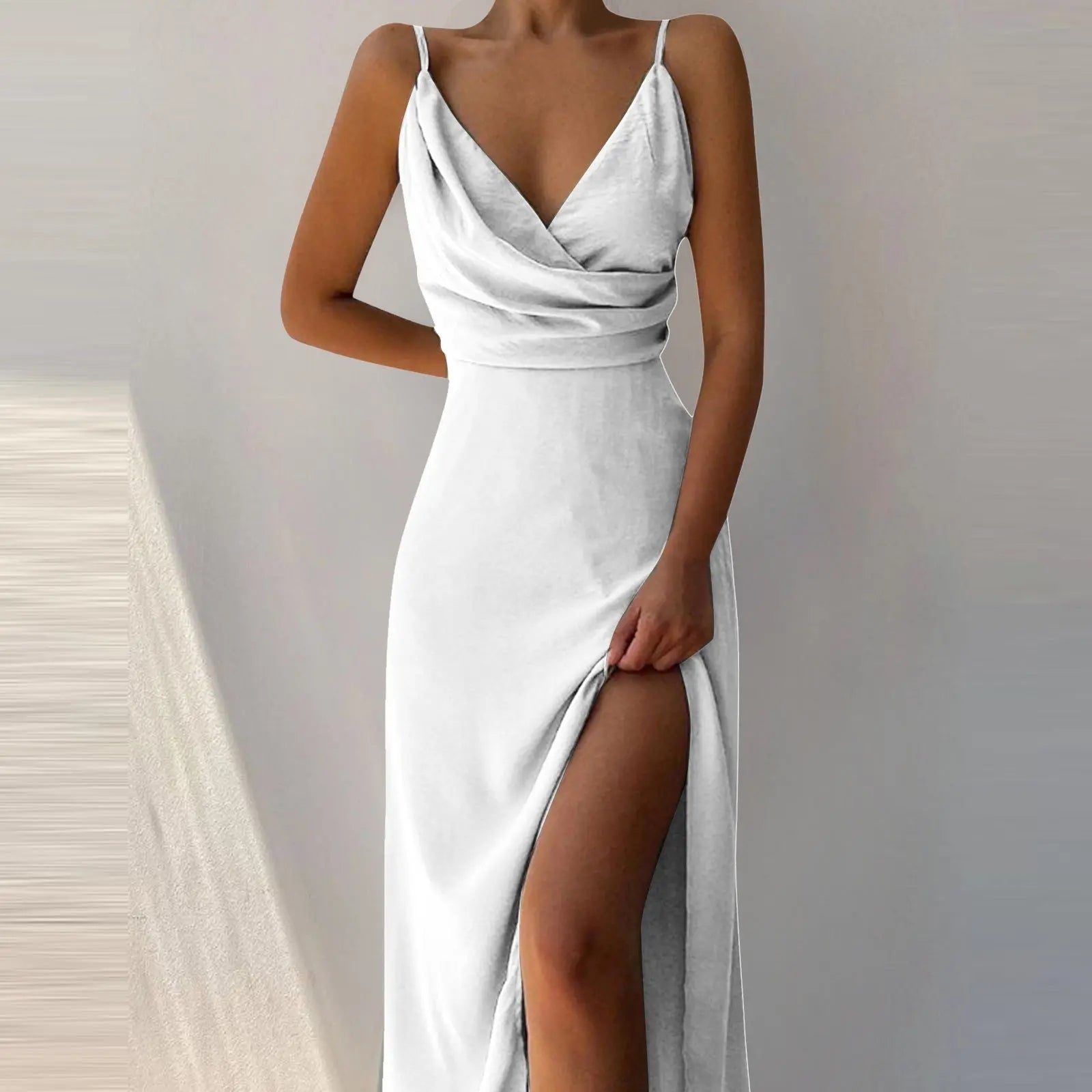 V-neck Slit Sling Dress Summer Fashion Sexy Slim Suspender Dresses For Women Clothing Lady T Fashions