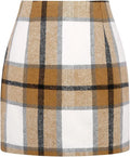 Women's High Waist Plaid Tight Pencil Wool Mini Skirt Lady T Fashions