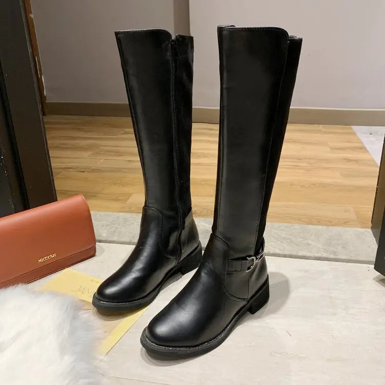 Two-tone Autumn And Winter High-top Long Boots Lady T Fashions