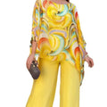 Summer New Colorful Chiffon Suit Casual Round Neck Printed Two-piece Suit Lady T Fashions