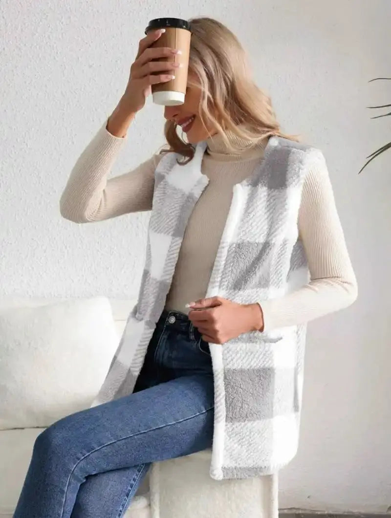 Loose Plaid Coat Lady T Fashions