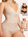 Women's Curve Bodysuit Shapewear For Plus Size Women, Tummy Control Butt Enhancing V Neck Waist Trainer Body Shaper Lady T Fashions