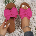 Women's Bowknot Design Flat Sandals, Slip On Open Toe Non-slip Summer Slides Shoes, Comfy Beach Shoes Lady T Fashions