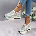 Stunning Floral Lace Platform Shoes - Fashion Sneakers with Height Increasing, Slip-On Design, Low Top Style, and Versatile Casual Wear - Perfect for Everyday Outings and Special Occasions Lady T Fashions