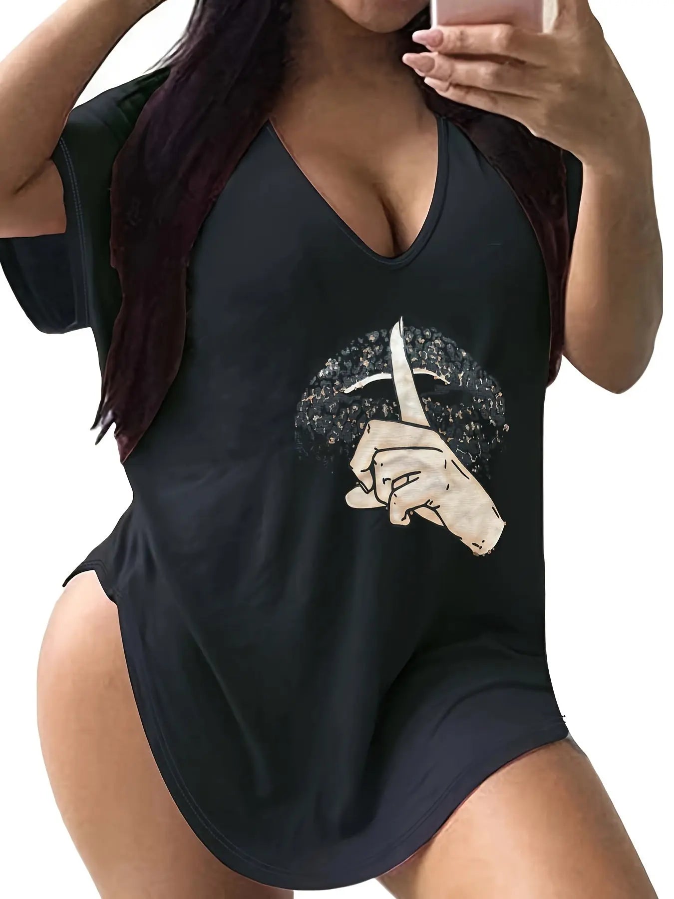 Plus Size Curved Hem T-Shirt - Flattering Relaxed Fit with Classic V Neck, Short Sleeve, and Comfortable Casual Style - Designed for Plus Size Women, Part of Our Womens Plus Size Clothing Collection Lady T Fashions