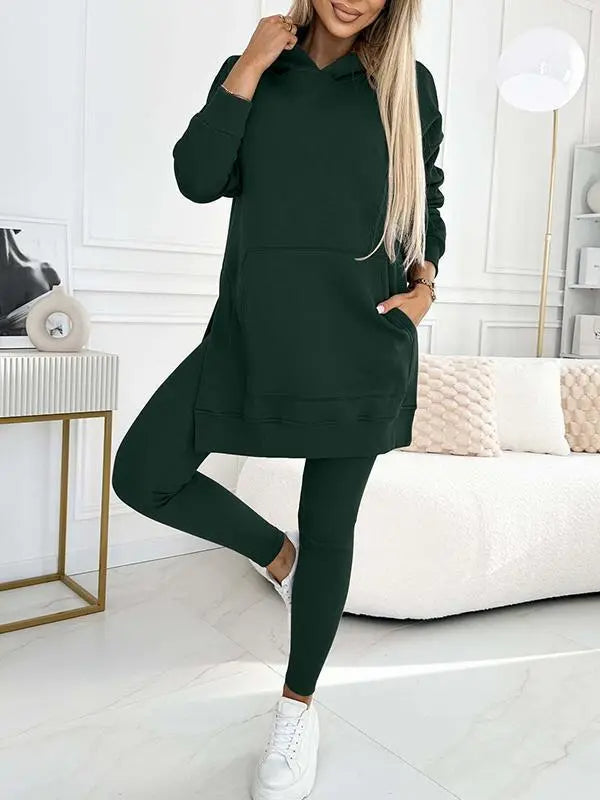 Sports Casual Hooded Sweater Thickened Underwear Leggings Two-piece Suit Lady T Fashions