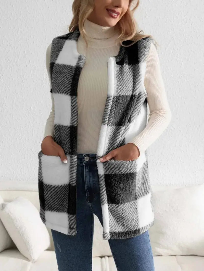 Loose Plaid Coat Lady T Fashions