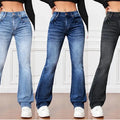 Denim High Waist Loose And Slimming Bootcut Trousers Lady T Fashions