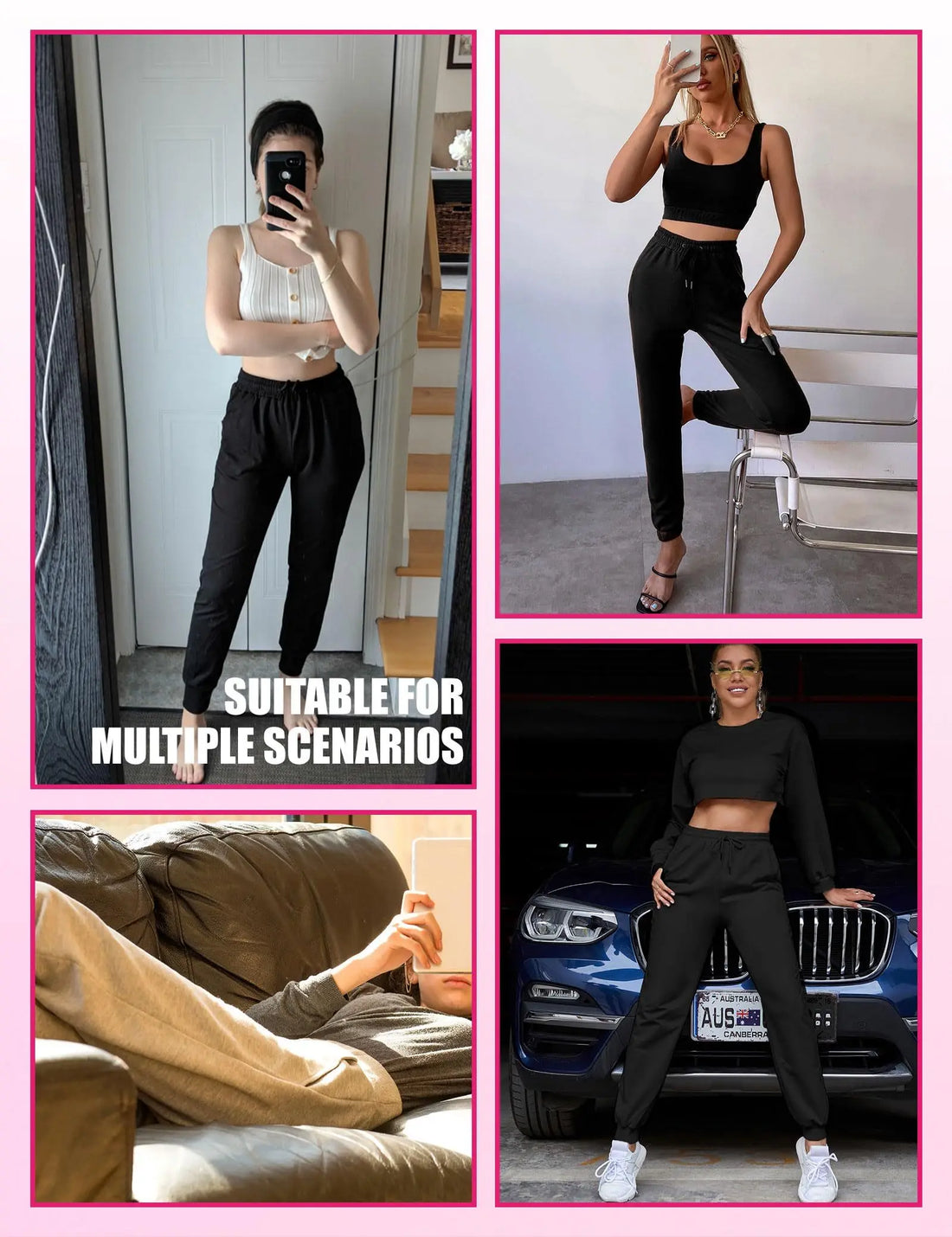 Sweatpants - Cropped New 3 Pairs Of Black Lady T Fashions