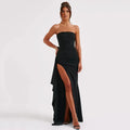 Strapless Split Long Dress Summer Fashion Pleated Bridesmaid Dress For Womens Party Wedding Clothing Lady T Fashions