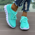 Women's Mesh Breathable Running Shoes, Solid Color Lace Up Front Summer Walking Shoes, Flying Woven Casual Sneakers Lady T Fashions