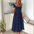 Women's Bohemian Backless Maxi Dress Flowy Ruffled Beach Dress With Adjustable Belt Summer Vacation Boho Dress For Casual Outings Lady T Fashions