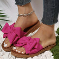 Women's Bowknot Design Flat Sandals, Slip On Open Toe Non-slip Summer Slides Shoes, Comfy Beach Shoes Lady T Fashions