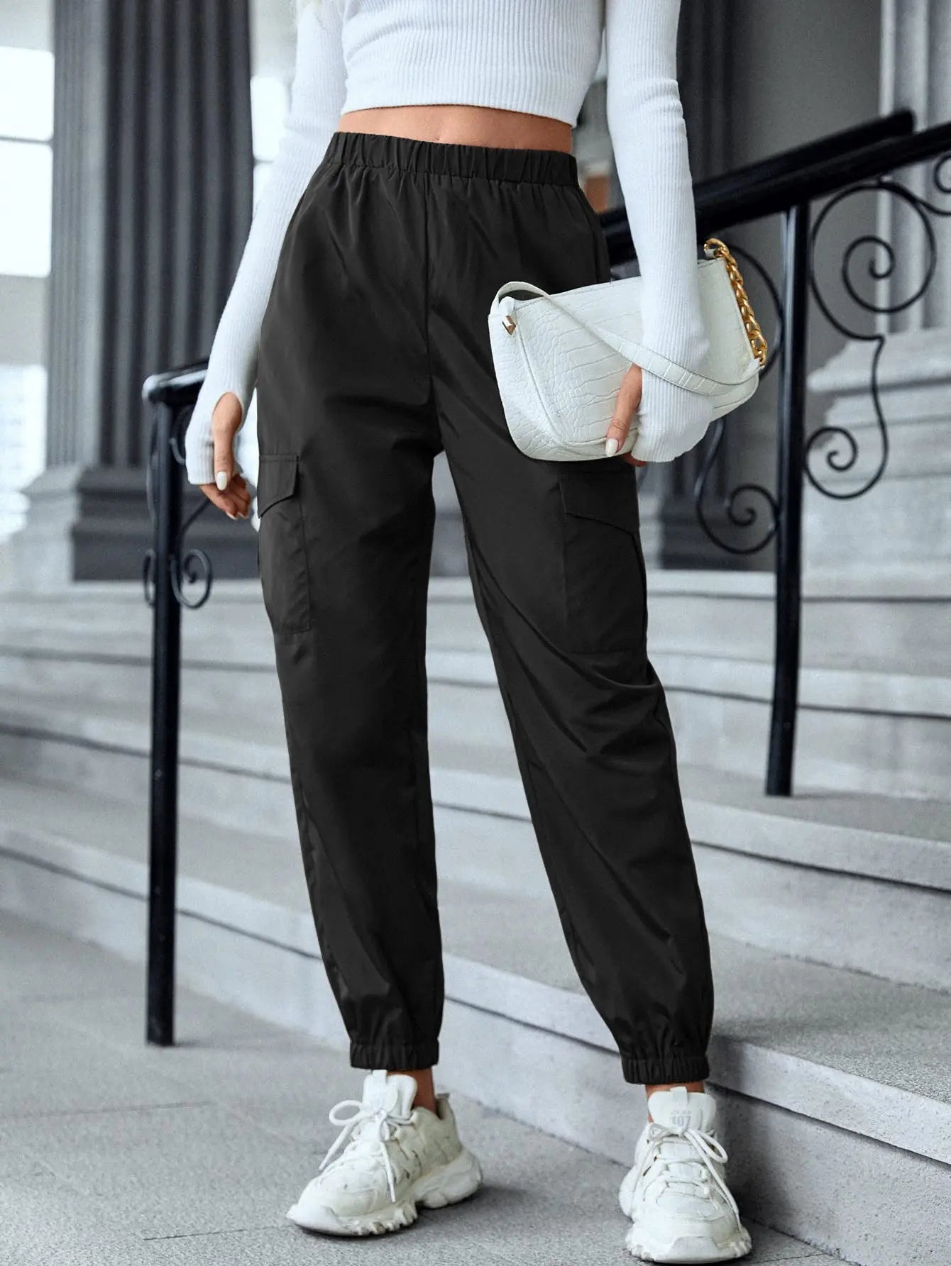 Multi-Color Casual Working Pants Multi-pocket Skinny Pants Lady T Fashions