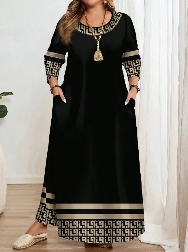 Comfortable Round Neck Fashion Elegant Contrast Color Short Sleeve Dress Lady T Fashions