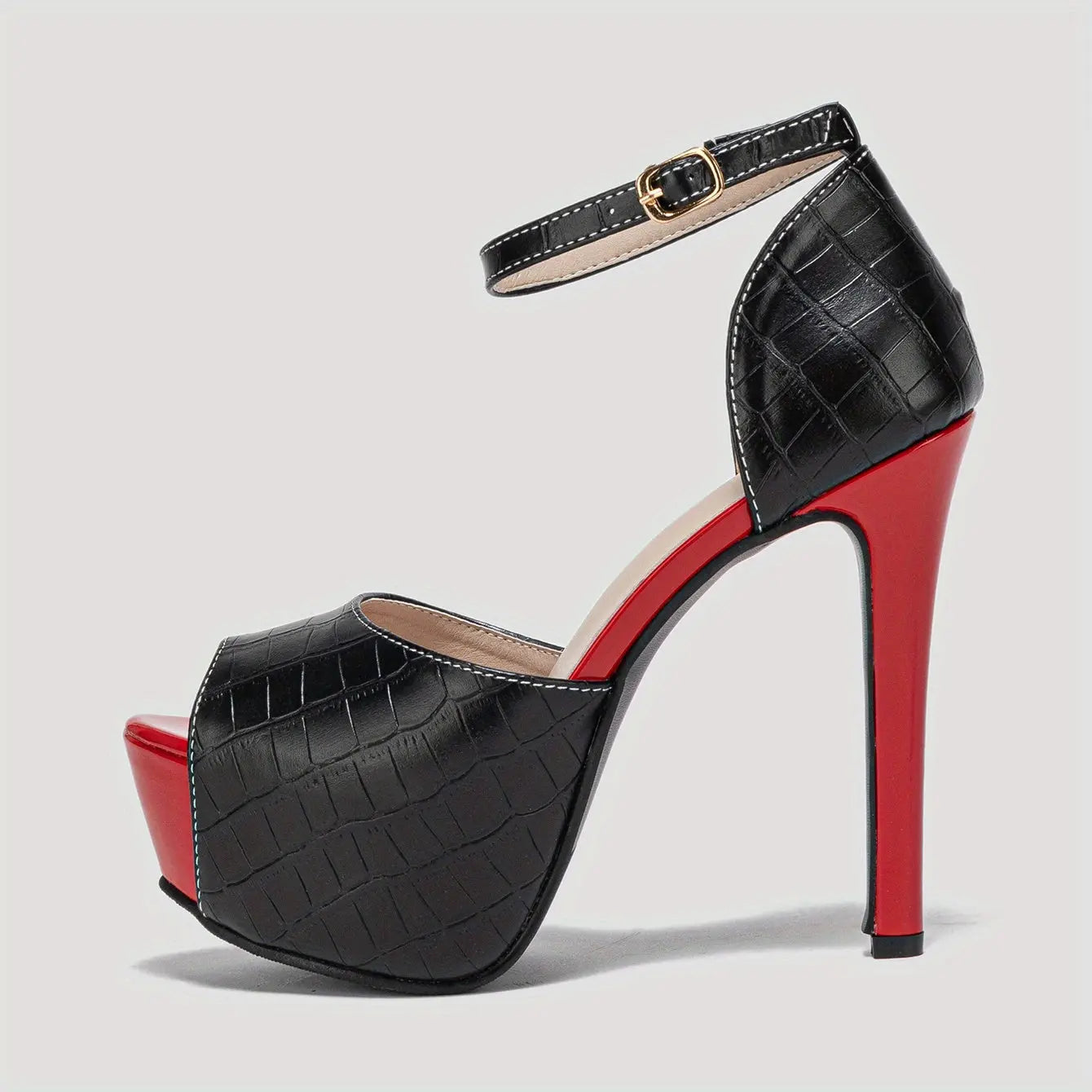 Women's Stiletto Heeled Sandals, Peep Toe Buckle Strap Platform Shoes, Women's Fashion Pumps Lady T Fashions