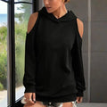 Women's Solid Color Long Sleeve Off-Shoulder Hoodie - Spring & Summer Fashion Casual Pullover Top Lady T Fashions