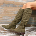 Women's Vintage Western Cowboy Boots - Knee-High Pull-On Boots with Chunky Heels, Western Booties for Women, Country Western Events & Everyday Outfits - Cowboy Accessories, Casual Wear, Lady T Fashions