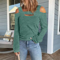 Womens Cold Shoulder Top Cut Out Long Sleeve Basic T Shirts Casual Blouse Tshirts Lady T Fashions