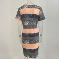 Women's V-Neck Slim Fit Striped Short Sleeve Dress - Casual Summer Bodycon Mini Dress Lady T Fashions