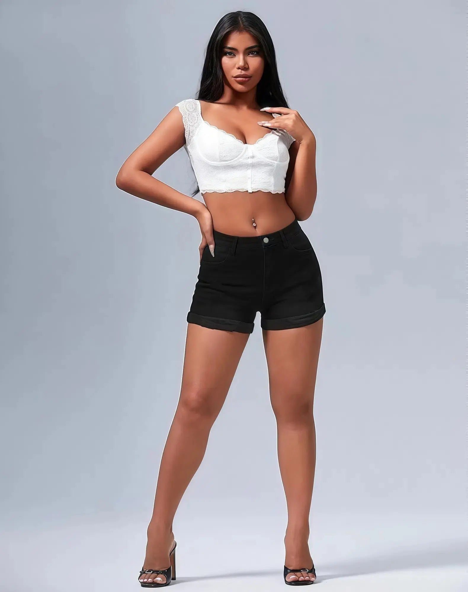 Hip Lifting Elastic Frayed Edge Denim Shorts Retro Tik Tok Popular Shorts Body Shaper With Pockets Trendy Pattern Design High Waist Lady T Fashions